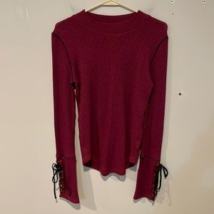 Free People Crew Neck Long Sleeves with String Ties Pullover Sweater in Sz M